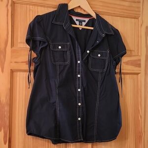 Button Down Short Sleeve Top